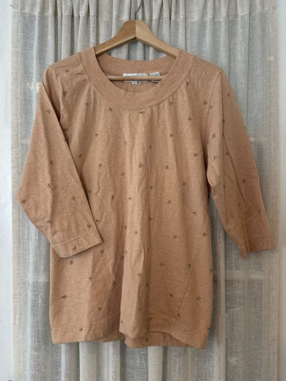 JEANNE PIERRE Peach-Tan Cotton Crewneck Tee